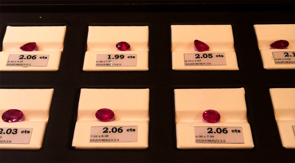 Another section showcasing unheated Rubies