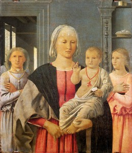 Madonna of Senigallia and child Christ with a Coral string around his neck