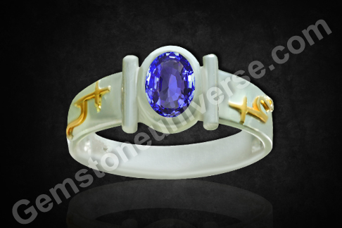 Natural Ceylon Blue Sapphire Ring with the Power of Planetary Bhasma