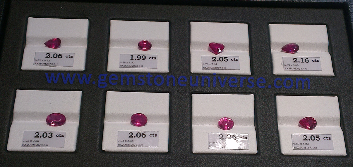 View Rubies that are at the apex of the Gem Pyramid at the Gemstoneuniverse exhibit at the 50th BGJF