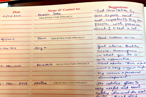 Guest Book Snapshot at Gemstoneuniverse Center of Excellence