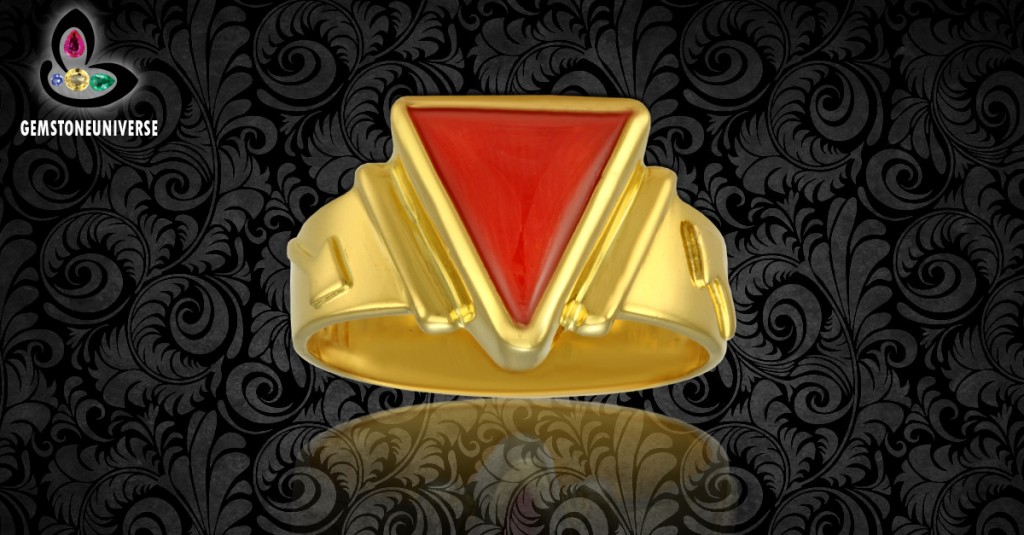 Triangular Italian Red Coral Ring