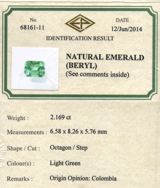 Emerald Ring Certificate