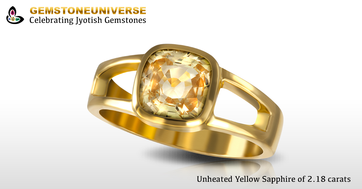 Unheated Yellow Sapphire Set in Gold ring