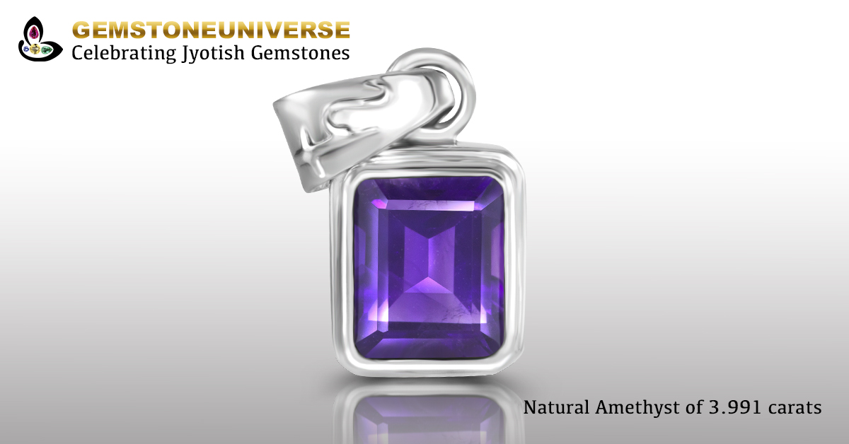 Eye Clean Natural Amethyst set in Saturn Talisman Pendant