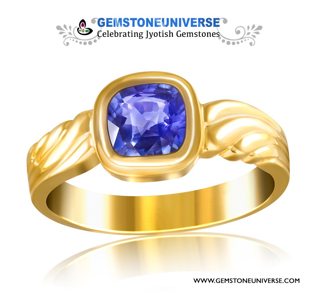 Exceptionally clean unheated Blue Sapphire set in Gold Ring