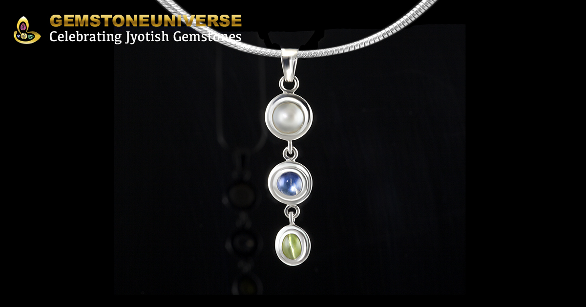 Triratna Pendant with Natural Jyotish Gemstones