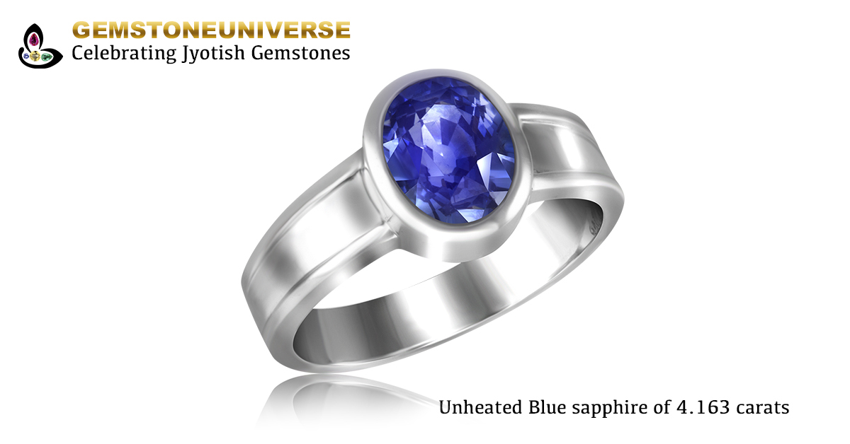 Unheated Ceylon Blue Sapphire Ring
