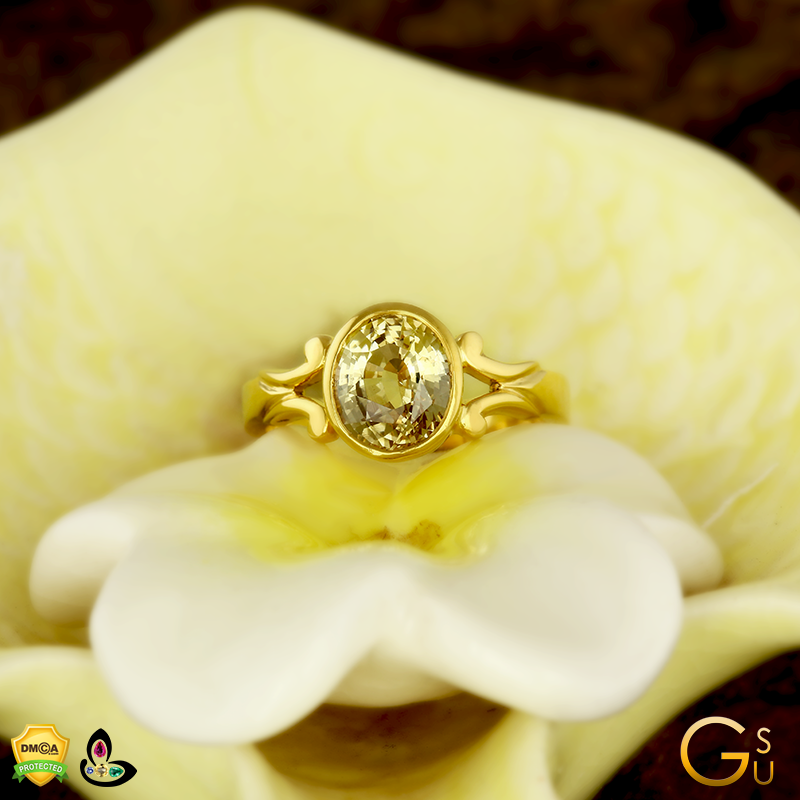 GIA Certified Yellow Sapphire set in a Gold Ring from the Gemstoneuniverse collection of fine Jyotish Gemstones