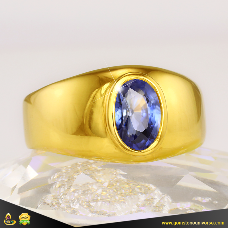 Fine Jyotish Blue Sapphire set in 22K Gold Ring from